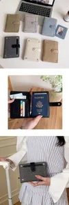 Canvas denim passport holder wallet multifunctional travel document organizer card case