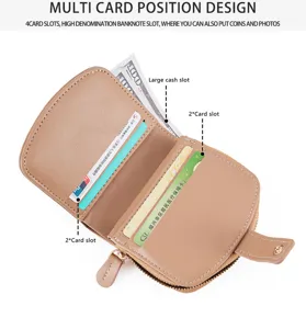 Detail view of the women mini folding wallet showing multiple interior card slots and cash pocket.