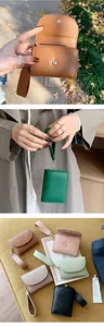 Minimalistische Damen Geldbörse mit Handschlaufe, schicke kleine Brieftasche für Karten.