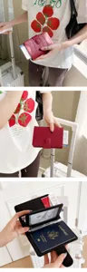 Detailansicht der multifunktionalen Reisepasshülle und Kartenbrieftasche mit Fächern.