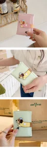 Cute dachshund tri-fold wallet for women and students with card slots and high capacity.