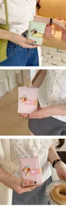 Cute dachshund trifold wallet for women, compact PU leather card holder with cute cartoon design.