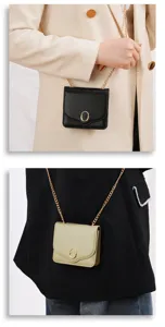 Women mini crossbody bag casual small shoulder bag with metal chain and round buckle chic.