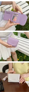 Portefeuille court en cuir PU pour femme fentes pour cartes pochette monnaie blanc violet