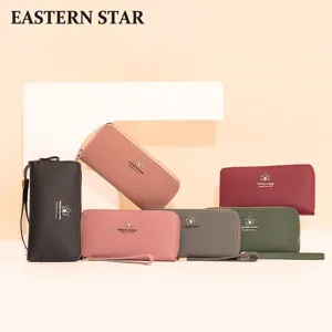 Dames Lange Rits Portemonnee PU Leer Kaarthouder Clutch Polstas Grote Capaciteit Telefoontas Minimalistisch Handtas Reistas Organizer