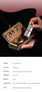 Tragbare PU Leder Kussverschluss Schmuckschatulle, elegante Kosmetiktasche und kleine Münztasche.
