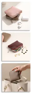 Leder Schmuckaufbewahrung Etui Detailansicht, tragbarer Reißverschluss Organizer für Zubehör.