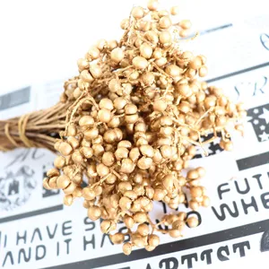 Gold dried berries floral bouquet branches for Christmas home decoration and DIY crafts.