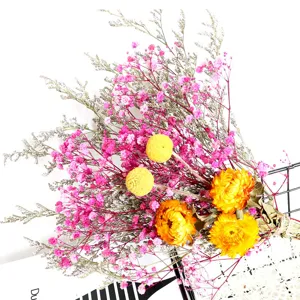Bouquet de fleurs séchées gypsophile coloré plantes naturelles pour cadeau fête décoration