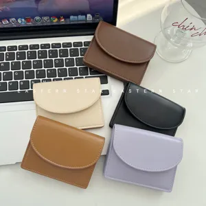 Minimalistische einfarbige Damen Geldbörse PU Leder Mode Multifunktionale Kartenetui Brieftasche