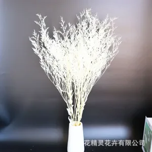 White preserved statice dried flowers in a vase for home decor and photography details.