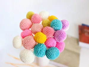 Colorful preserved craspedia billy balls bouquet detail, DIY dried flower home decoration
