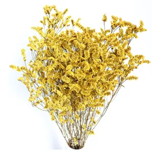 Natural yellow dried crystal grass flower bouquet for home decor photography props setup.