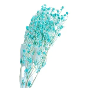 Blue dried sea holly flowers bouquet preserved floral arrangement for home decor gifts