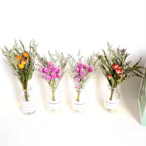 Dried flowers small bouquet mixed rose globe amaranth gift for home decor tabletop set