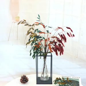 Nordic dried flower bouquet with glass vase and metal frame home decor aesthetic natural plant