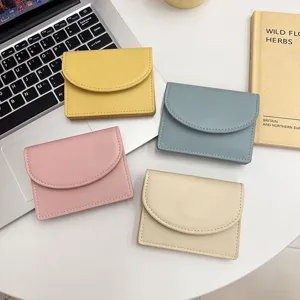 Minimalist women's small wallet multi-color PU leather card holder coin purse for daily use