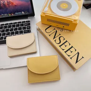 Korean style minimalist women coin purse solid color card holder wallet main view display