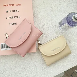 minimalistische einfarbige pu leder damen geldbörse kleine kartenhalter süße tasche