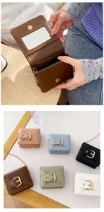 Dames mini schoudertas PU leer schattige crossbody tas met spiegel kleine handtasje