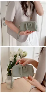 Donna PU pelle pochette polso portafoglio doppio strato borsa telefono elegante borsa