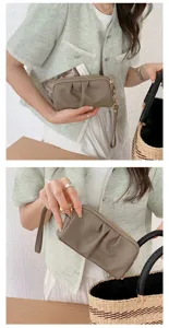 Donna PU pelle doppia strato pochette borsa quotidiano casual portafoglio elegante