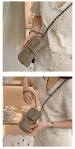Elegante borsa a mano in ecopelle PU da donna con catena, portafoglio porta cellulare doppio.