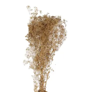 Preserved golden gypsophila dried flowers bouquet for DIY floral arrangement and home decor.