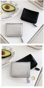 Chic cracked texture women wallet multi card slot minimalist faux leather zipper purse