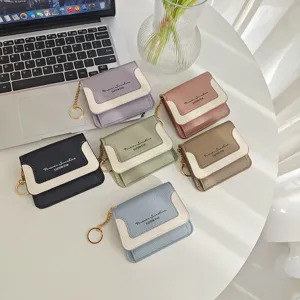 Stylish mini PU leather coin purse with metal chain, cute wallet for women and girls.