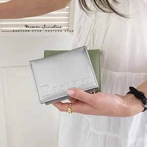 Women Short Wallet Cracked Texture Leather Multi Card Slots Card Holder Bi-fold Wallet With Zipper Coin Pocket Minimalist Purse