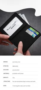 Portafoglio corto da uomo in tela con scomparti per carte e finestra ID in colore nero.