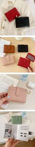 Koreanischer Stil Damen kurzer Bifold Steinmuster Leder Geldbeutel mit Reißverschluss und Karten