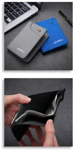 Portafoglio corto in tela da uomo porta carte stile verticale multifunzionale borsa denaro.