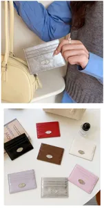 Korean style minimalist card holder multi-color PU leather slim wallet for women daily use