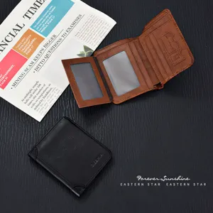 Heren lederen korte portemonnee minimalistisch slanke Bifold kaarthouder muntzak stijlvol zwart bruin