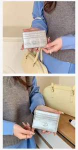 Korean style minimalist silver card holder slim envelope wallet for women daily use