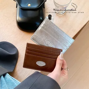 Minimalist PU Leather Card Holder Envelope Style Short Wallet For Women Multi Slot Coins Purses Business Card Case Travel Bag Accessories