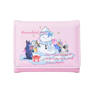 Süßes Winter Schneemann Design kurze Damen Geldbörse rosa minimalistische Kartenetui.