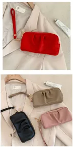 Borsa a mano da donna in pelle PU a doppio strato con cinturino, elegante borsetta porta telefono.