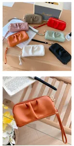 Portafoglio con cinturino in pelle PU a doppio strato, pochette multicolore capiente