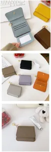 Detailansicht der koreanischen Damenkurzbrieftasche, viele Kartenfächer, elegantes Lederdesign.
