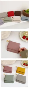 Details der Damen Kurzbrieftasche PU Leder Kartenetui mehrfarbig minimalistisch modisch.