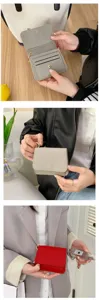 Damen Kurze Geldbörse Multi-Kartenhalter minimalistisches PU Leder Münzfach Tasche