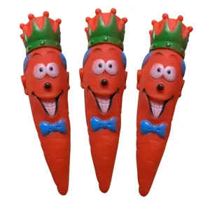 TPR Carrot Dog Toy Interactive Bite-Resistant Squeaker Toy Cute Vegetable Shape Teething Toy For Pet Dogs Daily Play