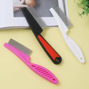 Colorful pet flea comb for cats and dogs, fine metal teeth tear stain facial grooming tool.