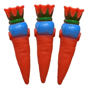 TPR carrot pet chew toy, fun dog interactive squeaky toy for teeth cleaning and playing.