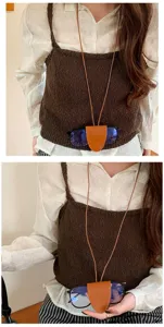 Collar con clip para gafas de sol de cuero colgante para mujer cordón de almacenamiento