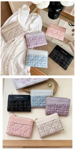 Portefeuille court en tweed pour femmes porte-cartes chic porte-monnaie multicolore