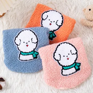 Warm fleece dog vest winter pet clothing cute embroidered puppy apparel for small dogs